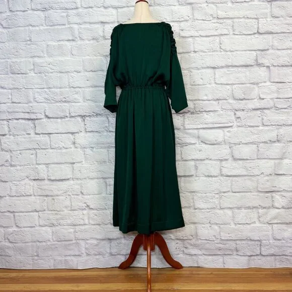 Anthropologie The Odells Emerald Green Midi Dress - Picture 2 of 6